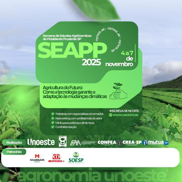 XXXVIII SEAPP – SEMANA DE ESTUDOS AGRONÔMICOS DE PRESIDENTE PRUDENTE.