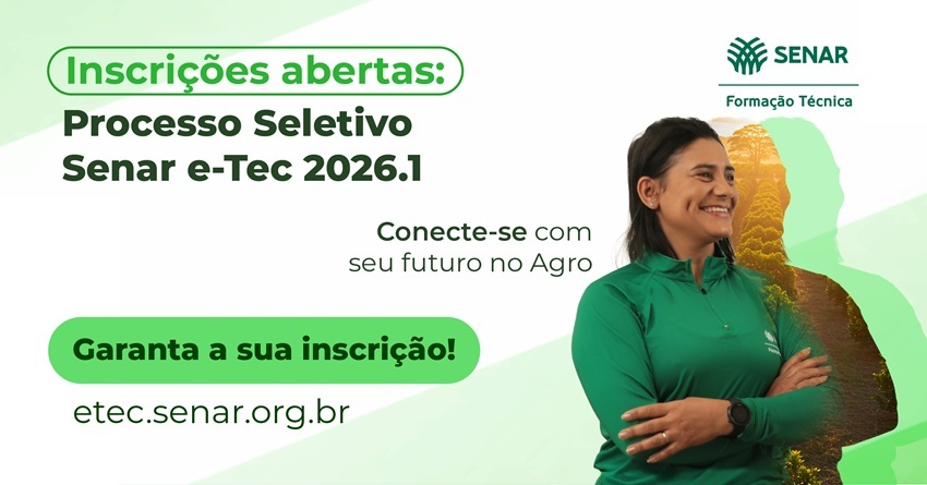Senar abre inscrições para cursos técnicos.
